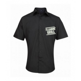 Flaming Grill Black Mens Short Sleeve Shirt