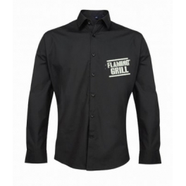 Flaming Grill Black Mens Long Sleeve Shirt