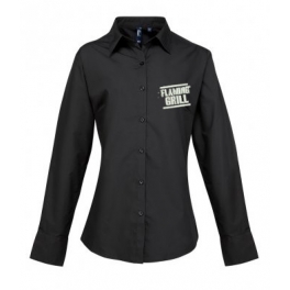 Flaming Grill Black Long Sleeve Blouse