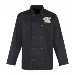 Flaming Grill Black Long Sleeve Chefs Jacket